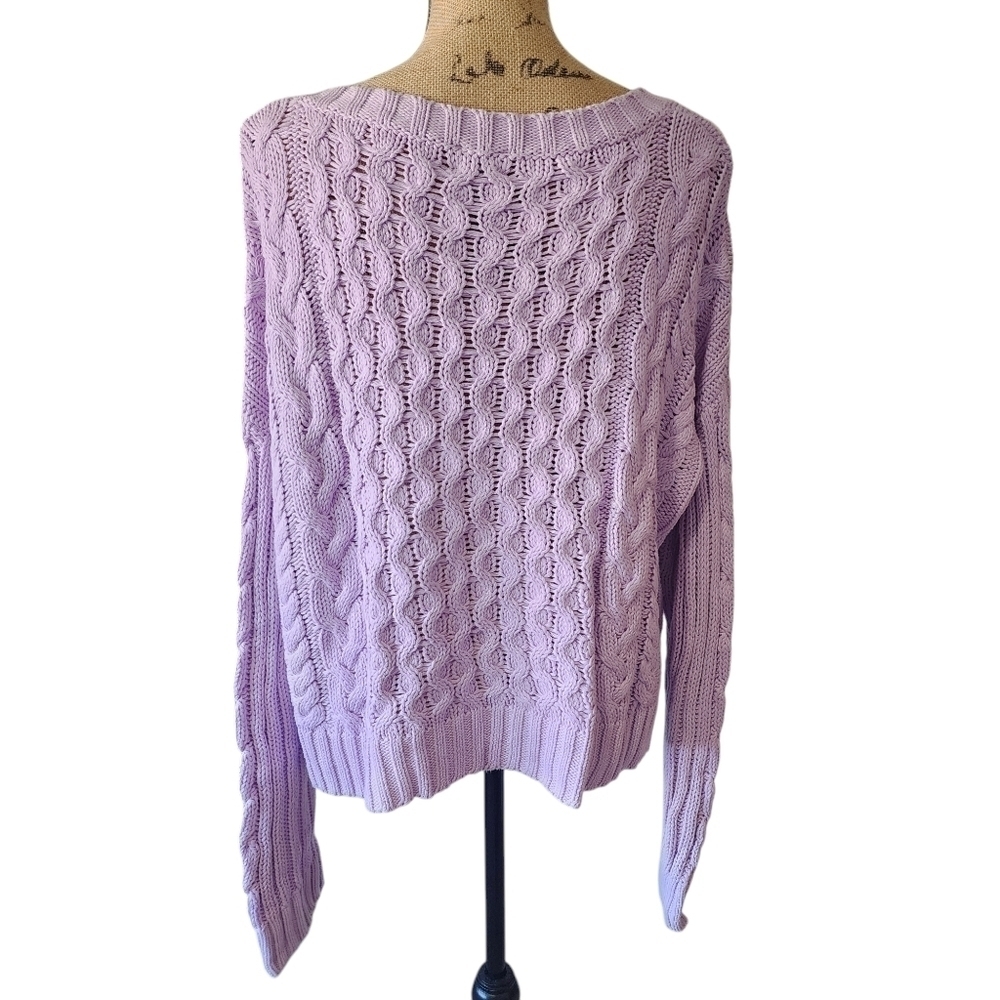 LINE V-neck 100% Cotton Lilac Long Sleeve Sweater - Medium - Picture 9 of 12